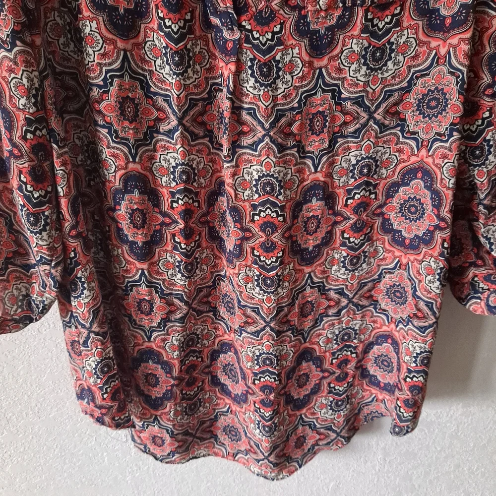 Sami & Jo Orange Geometric Tunic Blouse - Picture 3 of 6